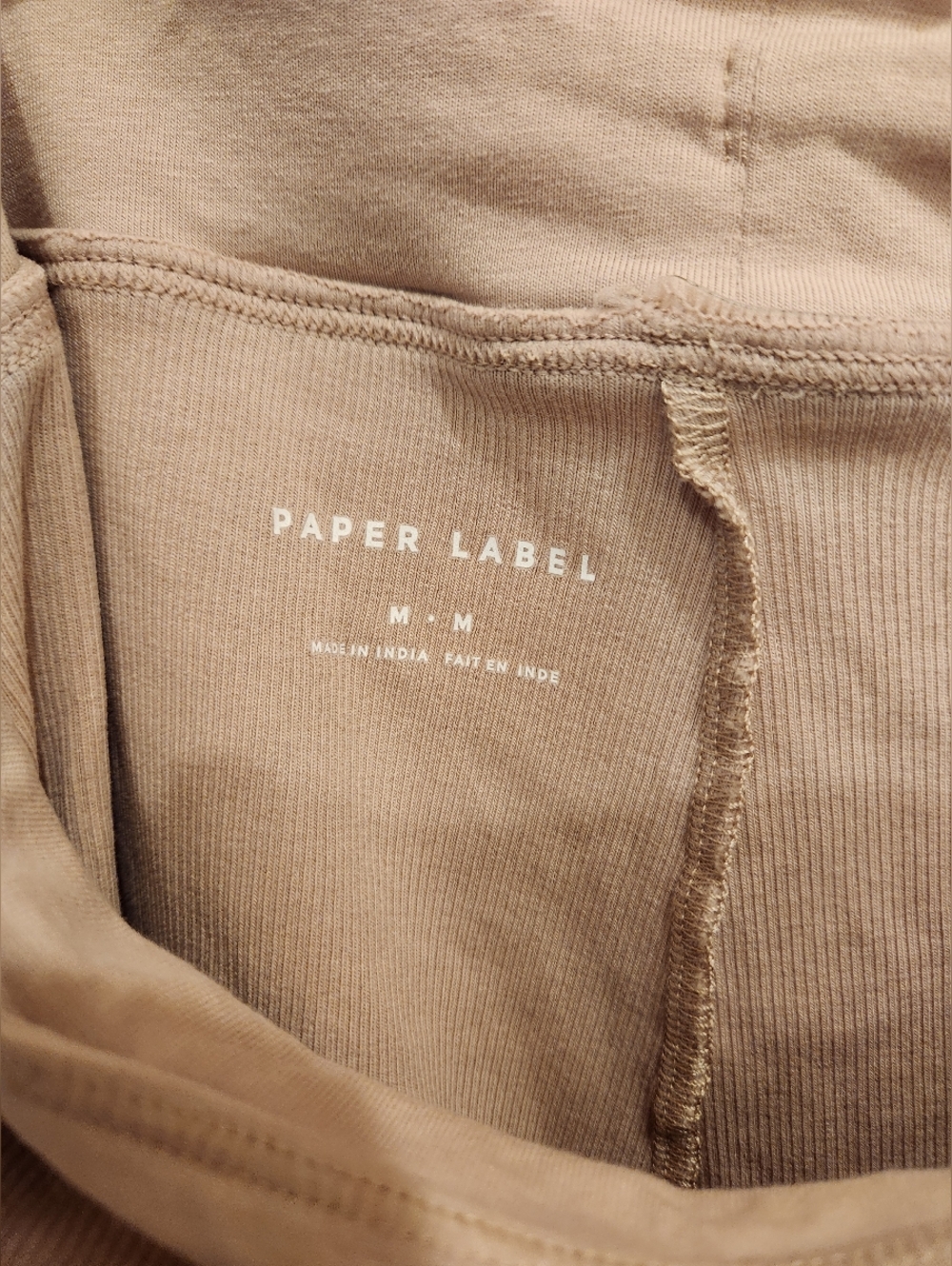 Women’s Ribbed Drawstring Joggers - Light Taupe - Picture 3 of 3